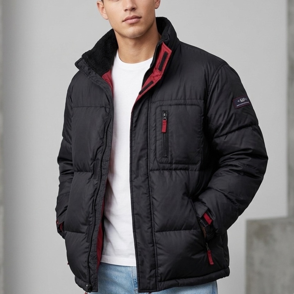 GAP Black and Red Puffer Jacket